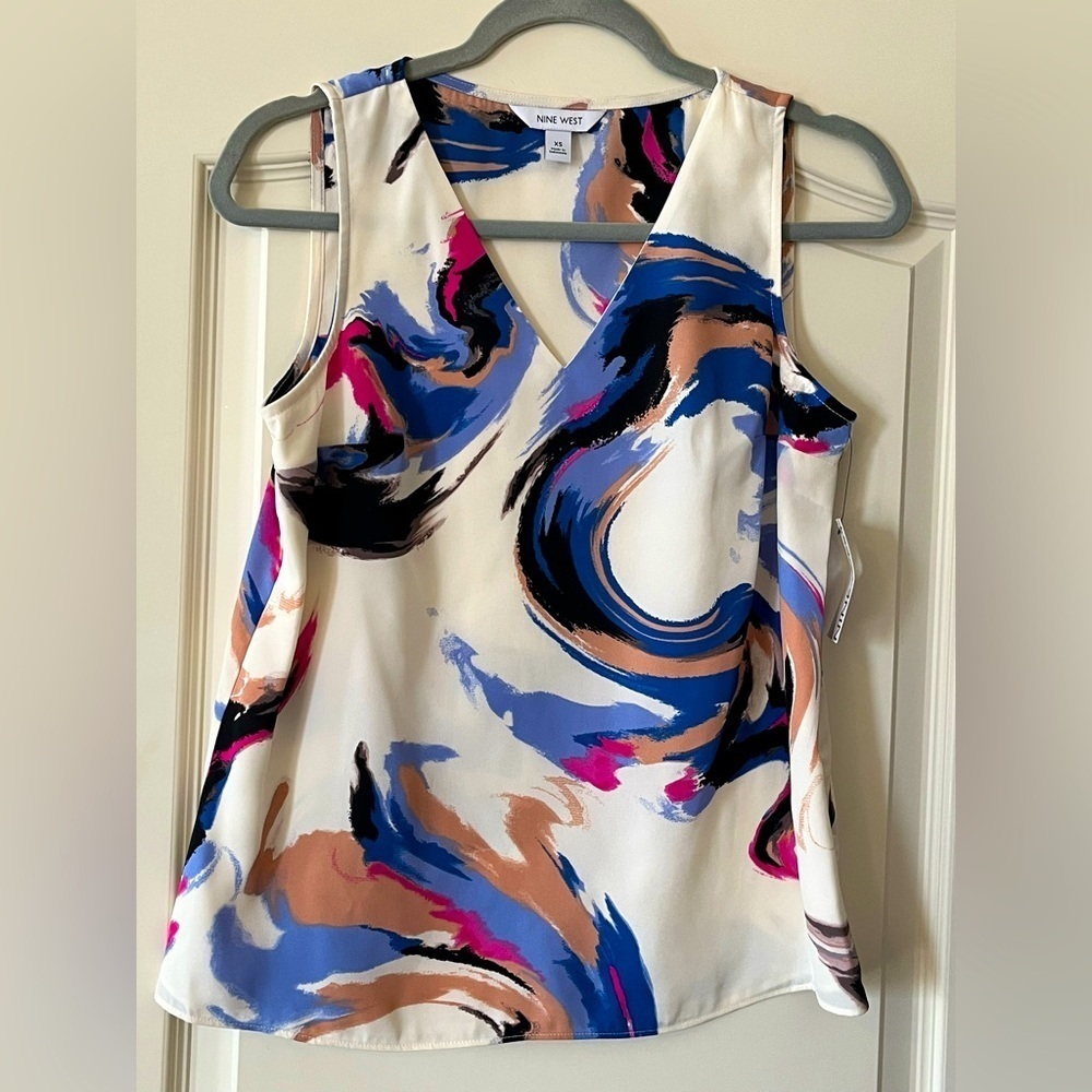 NWT Nine West Vibrant Sleeveless Blouse Women’s Size XS